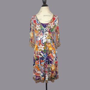 Sao Paolo Paisley Dress 8 Medium Orange Midi